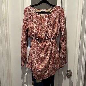 Floral Long Sleeve Women's Dress with open sides